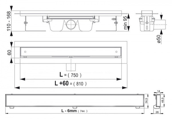������� ����� AlcaPlast APZ7-Floor 750 � �������� � �������
