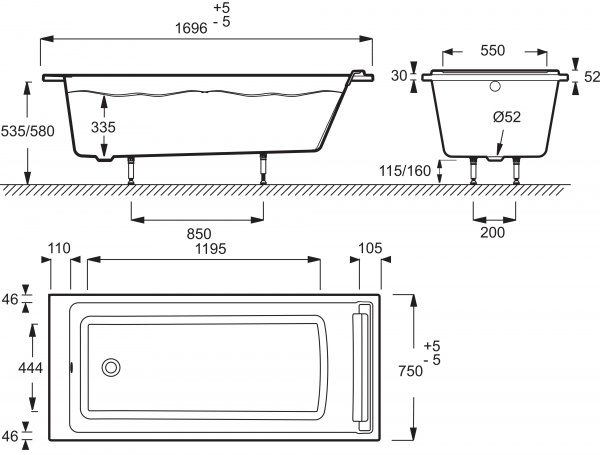 ��������� ����� Jacob Delafon Spacio 170�75 � �������������