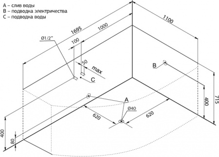��������� ����� Aquanet Capri 00205387 170x110 R � ��������