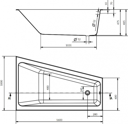 ��������� ����� Cersanit Crea WA-CREA*160-R 160x100 ������ + ����-�������