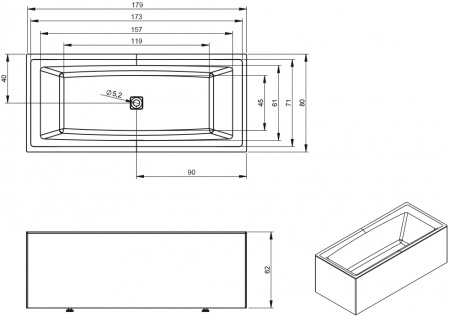 ��������� ����� Riho Still Square Elite 180x80, L