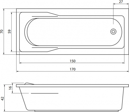 ��������� ����� Cersanit Santana 170x70 ������ �����