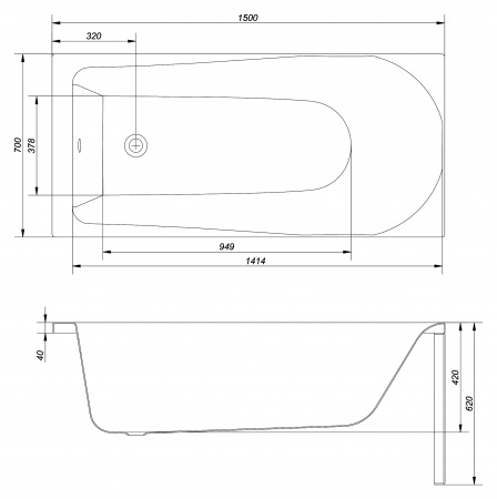 ��������� ����� Cersanit Flavia 150x70 + ����-�������