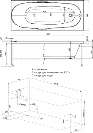 ��������� ����� Aquanet Dali 239787 170x70 � ��������
