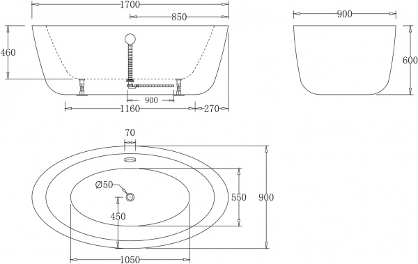 ��������� ����� BelBagno BB67-1700 170x90
