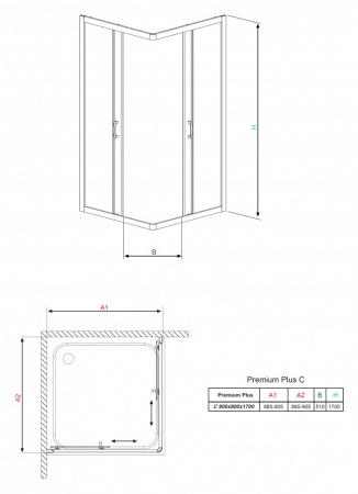 ������� ������ Radaway Premium Plus C 90x170 ���������� ������