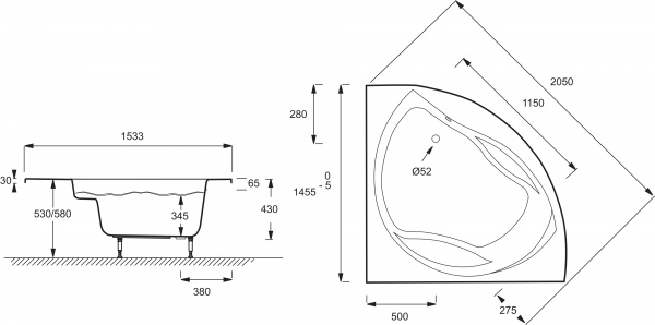 ��������� ����� Jacob Delafon Presquile 145x145 + ����-�������