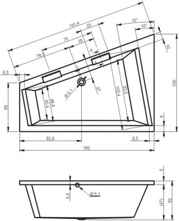 ��������� ����� Riho Doppio 180x130 R