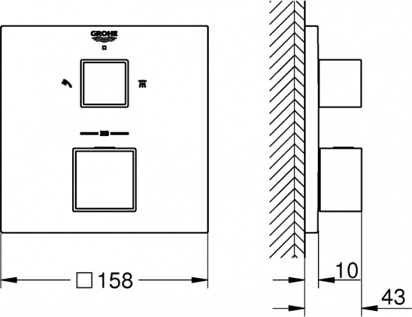 ��������� Grohe Grohtherm Cube 24154AL0 ��� ����, ������ ������