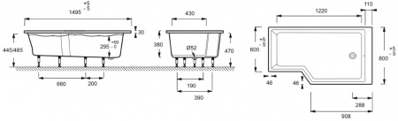 ��������� ����� Jacob Delafon Bain-Douche Neo 150x90 R + ����-�������