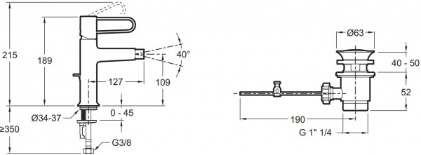 ��������� Jacob Delafon Odeon Rive Gauche E21033-BL-BL ��� ����