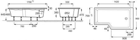 ��������� ����� Jacob Delafon Bain-Douche Neo 180x90 R + ����-�������
