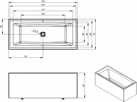 ��������� ����� Riho Still Square Elite 170x75, R