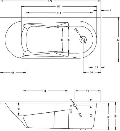 ��������� ����� Riho Bathtubs Lazy 170�75 R