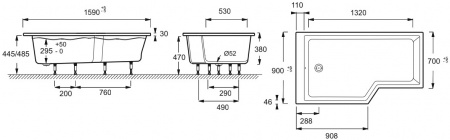 ��������� ����� Jacob Delafon Bain-Douche Neo 160x90 L + ����-�������