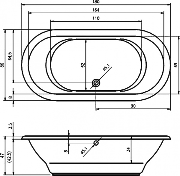 ��������� ����� Riho Seth 180x90