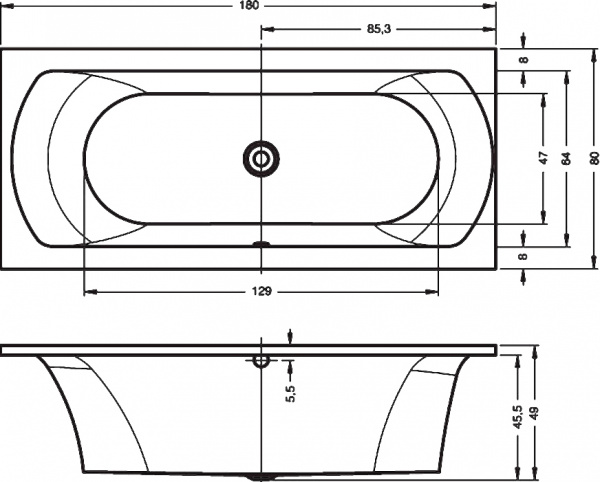 ��������� ����� Riho Lima 180x80 R