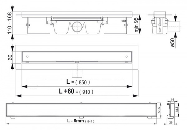 ������� ����� AlcaPlast APZ7-Floor 850 � �������� � �������