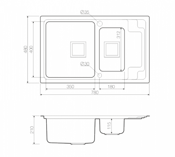 ����� �������� Omoikiri Mizu 78-2-L ����������� �����