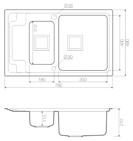 ����� �������� Omoikiri Mizu 78-2-R ����������� �����