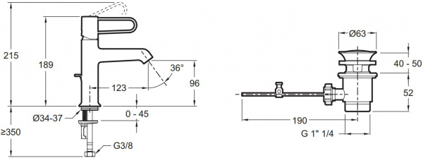 ��������� Jacob Delafon Odeon Rive Gauche E21028-CP-CP ��� ��������