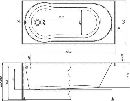 ��������� ����� Aquanet Light 243869 150x70 � ��������