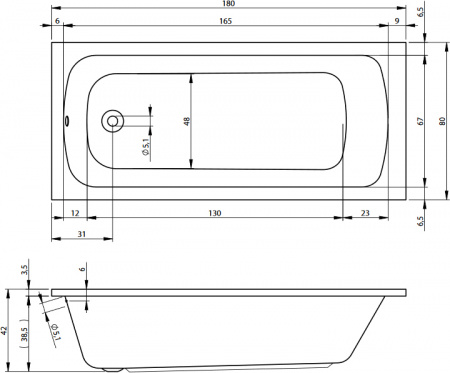 ��������� ����� Riho Milano 180x80