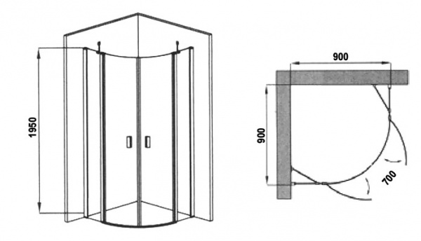 ������� ������ RGW Leipzig LE-51 900x900x1950 ������� ����, ������ ������