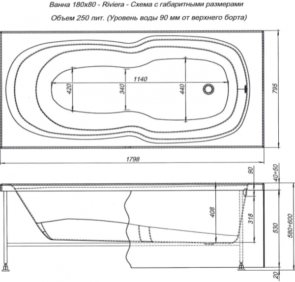 ��������� ����� Aquanet Riviera 231080 180x80