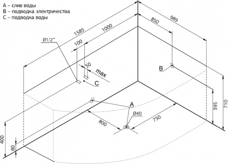 ��������� ����� Aquanet Capri 00205386 160x100 R � ��������