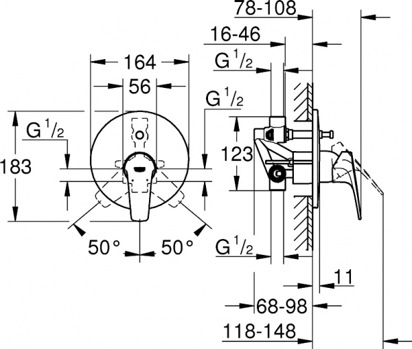 ��������� Grohe BauFlow 29113000 � ���������� ������ ��� ����� � �����, ����