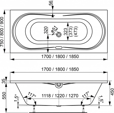 ��������� ����� Vagnerplast Briana 185x90, ������ �����