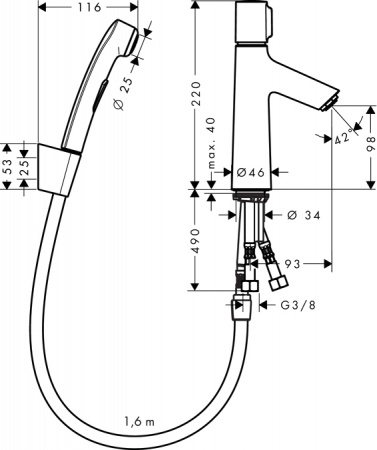 ��������� Hansgrohe Talis Select S 72291000 ��� �������� � ������������� �����, � ������ �������� Push-Open