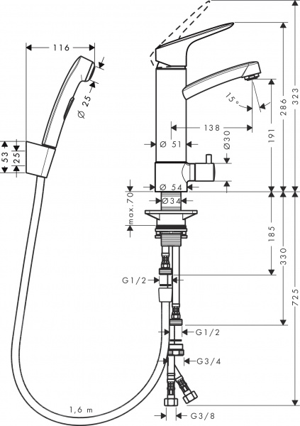 ��������� Hansgrohe Logis 31515000 ��� �������� � ������������� �����, ����