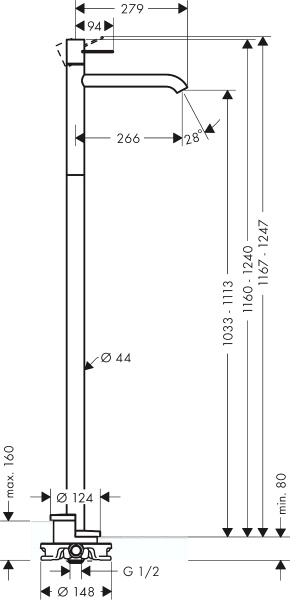 ��������� Axor Uno 38037820 ��� ��������, ���������, ����������� ������