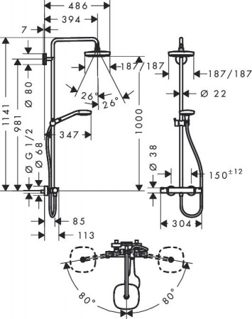 ������� ������ Hansgrohe Croma Select E 180 27256400 � �����������
