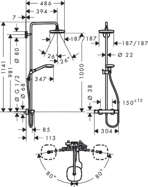 ������� ������ Hansgrohe Croma Select E 180 27256400 � �����������