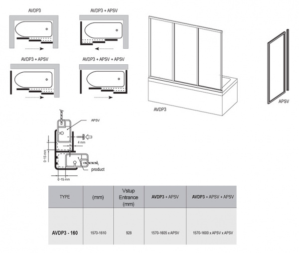 ������ �� ����� Ravak AVDP3-160 Grape