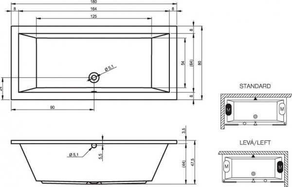 ��������� ����� Riho Lusso 180x80