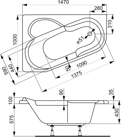 ��������� ����� Vagnerplast Selena 150x100 L ������ �����