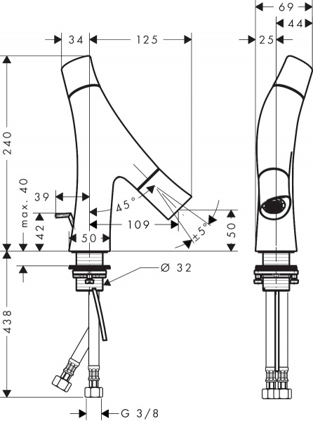 ��������� Axor Starck Organic 12014340 ��� ��������, ����������� ������ ����