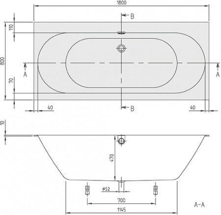 ��������� ����� Villeroy & Boch Oberon 2.0 UBQ180OBR2DV-01 180x80 alpin
