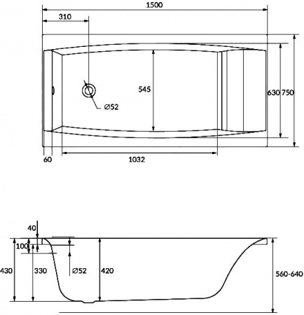 ��������� ����� Cersanit Virgo 150x75