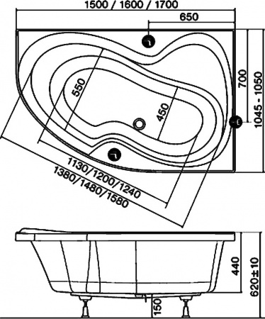 ��������� ����� Ravak Rosa II L 160x105, � �������