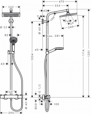 ������� ������ Hansgrohe Crometta � 240 1jet Showerpipe 27271000