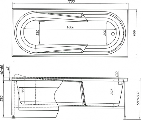 ��������� ����� Aquanet Hellas 00205497 170x70 � ��������