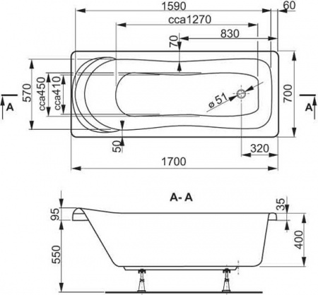��������� ����� Vagnerplast Penelope 170x70 ������ �����