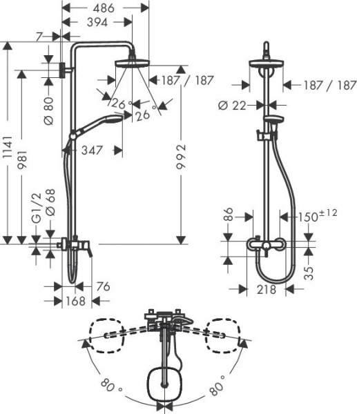 ������� ������ Hansgrohe Croma Select E 180 27258400 � ������������ ����������