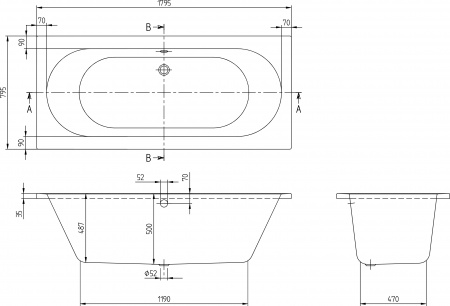 ��������� ����� Villeroy & Boch O.Novo UBA180CAS2V-01 180x80 ���������� �����