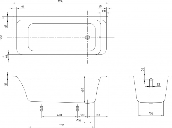 ��������� ����� Villeroy & Boch Omnia Architectura UBA170ARA2V-01 170x75 ���������� �����
